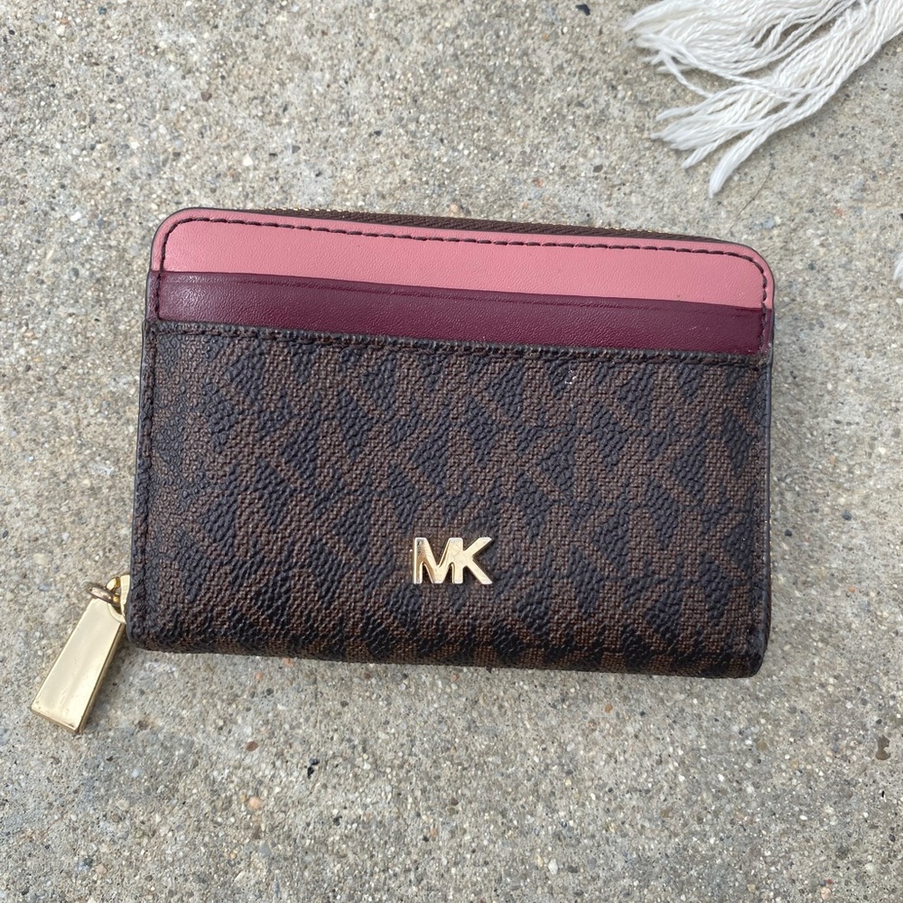 Michael Kors Brown and Pink Card Holder